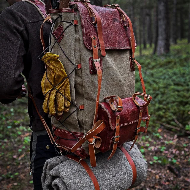 Deri Bushcraft Kamp Sırt Çantası