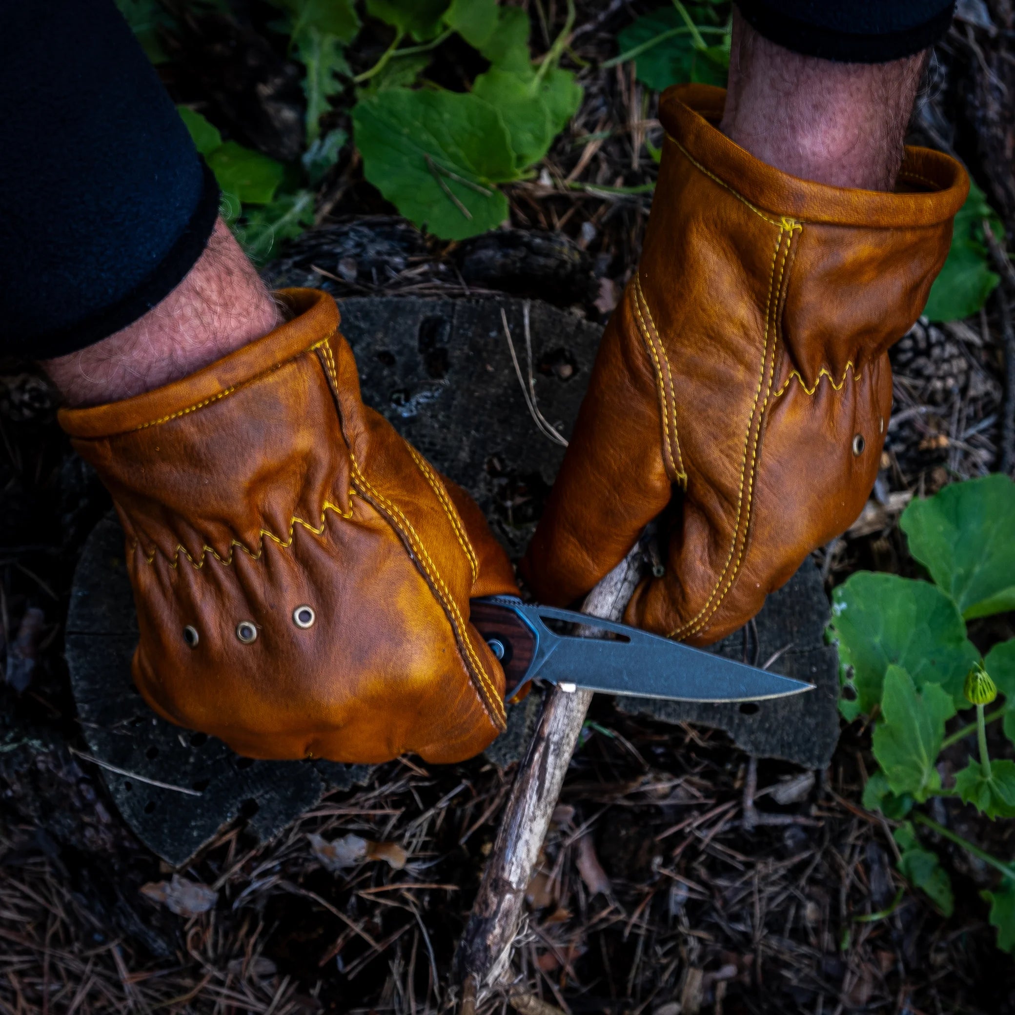 Deri Bushcraft ve Motorcu Eldiveni