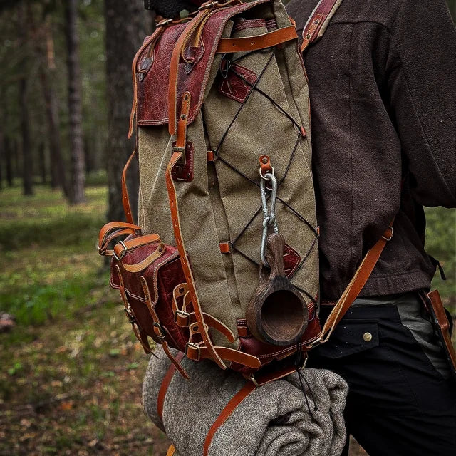 Deri Bushcraft Kamp Sırt Çantası