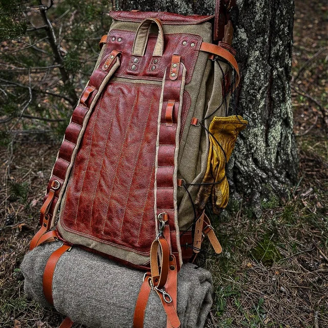 Deri Bushcraft Kamp Sırt Çantası