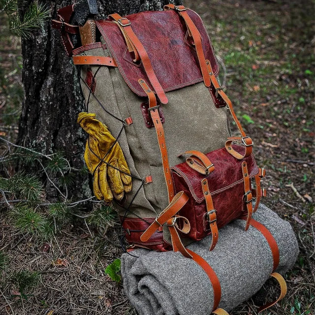 Deri Bushcraft Kamp Sırt Çantası
