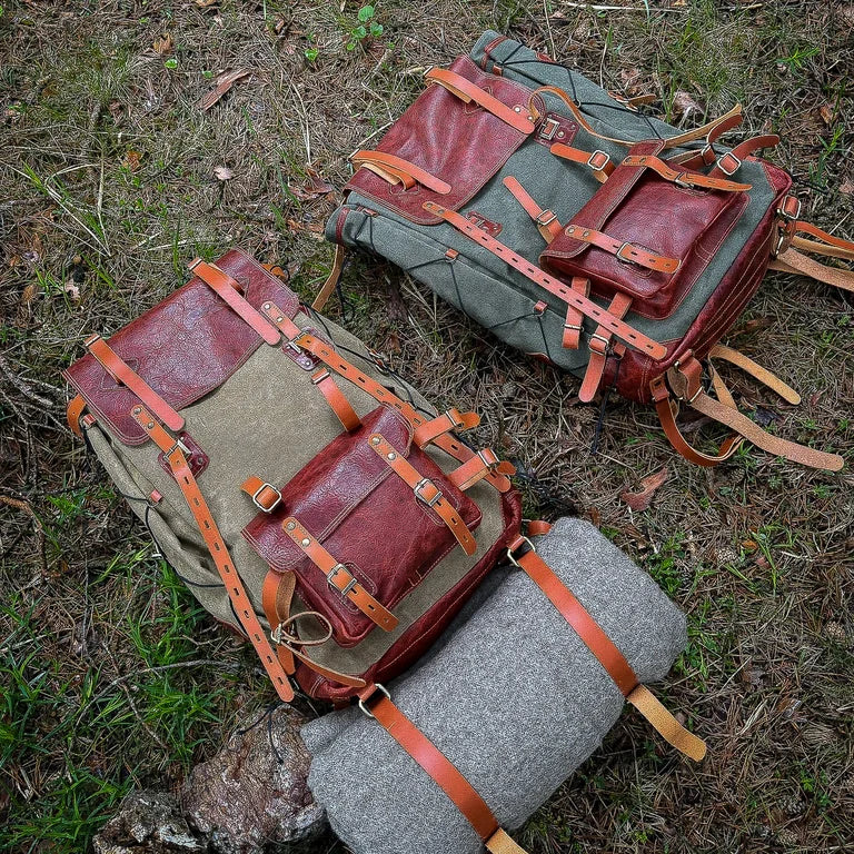 Deri Bushcraft Kamp Sırt Çantası