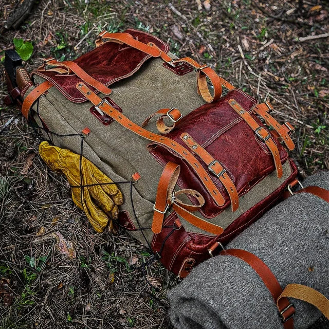 Deri Bushcraft Kamp Sırt Çantası