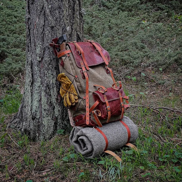 Deri Bushcraft Kamp Sırt Çantası