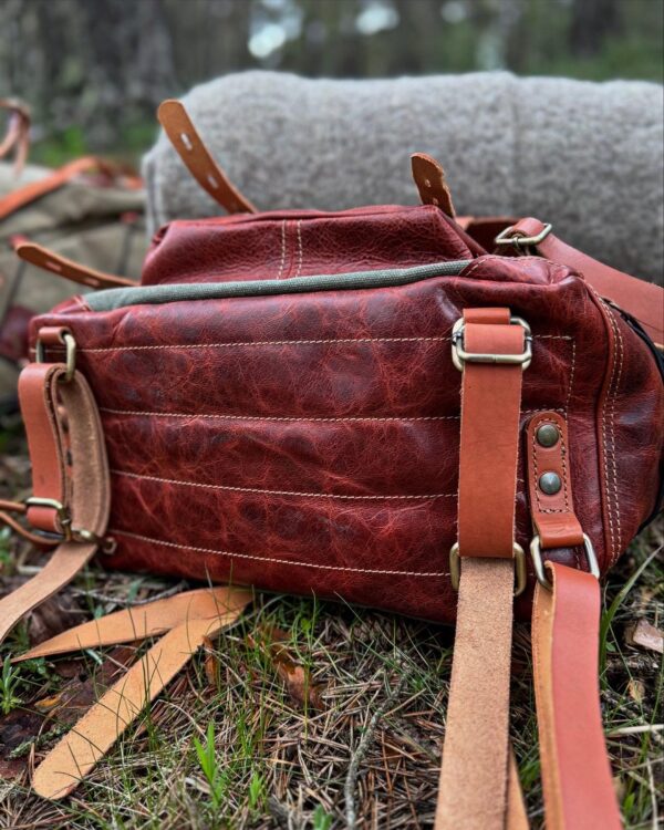 El Yapımı Deri Bushcraft Kamp Sırt Çantası